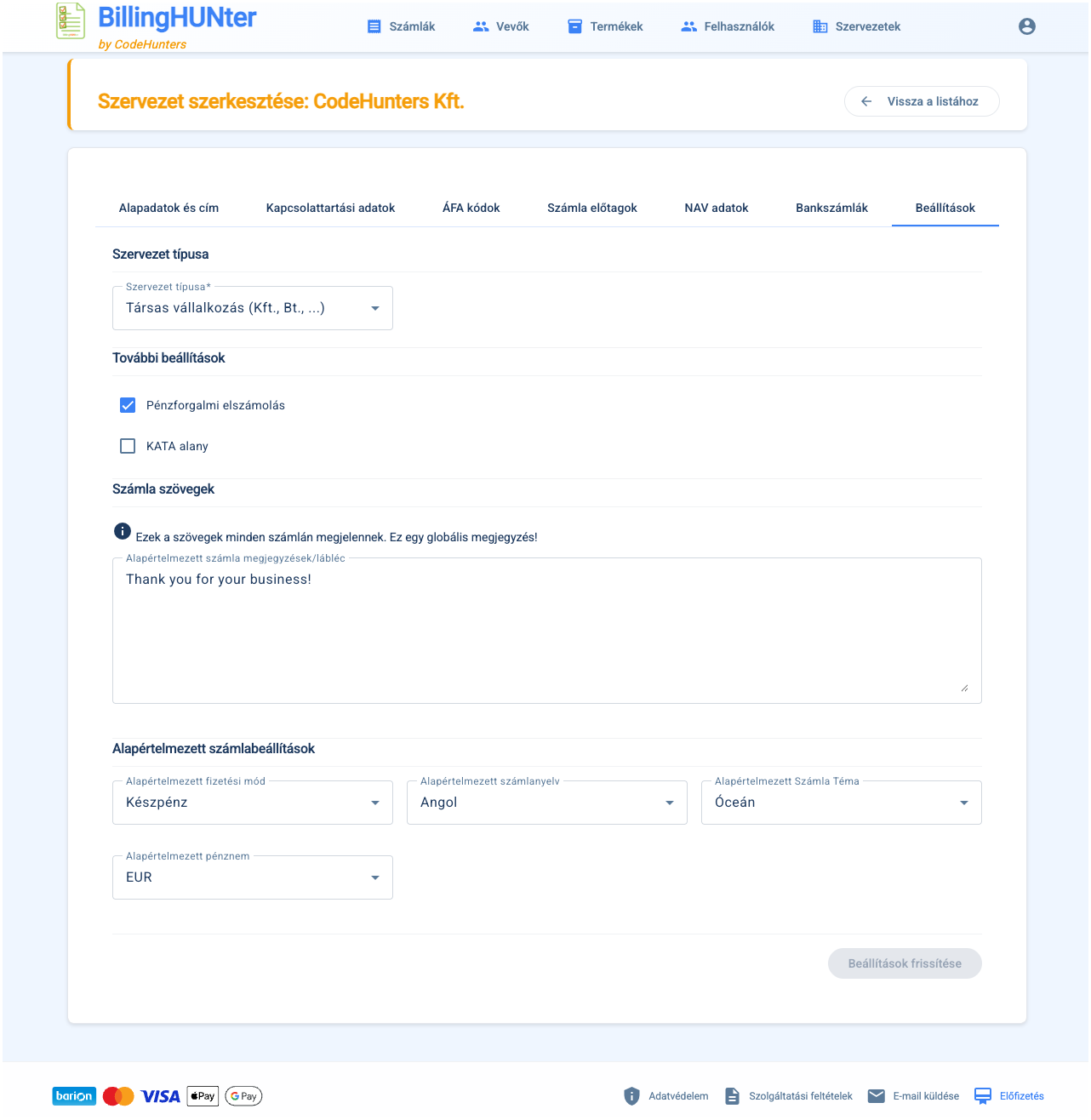BillingHUNter — alkalmazás 7. képernyő