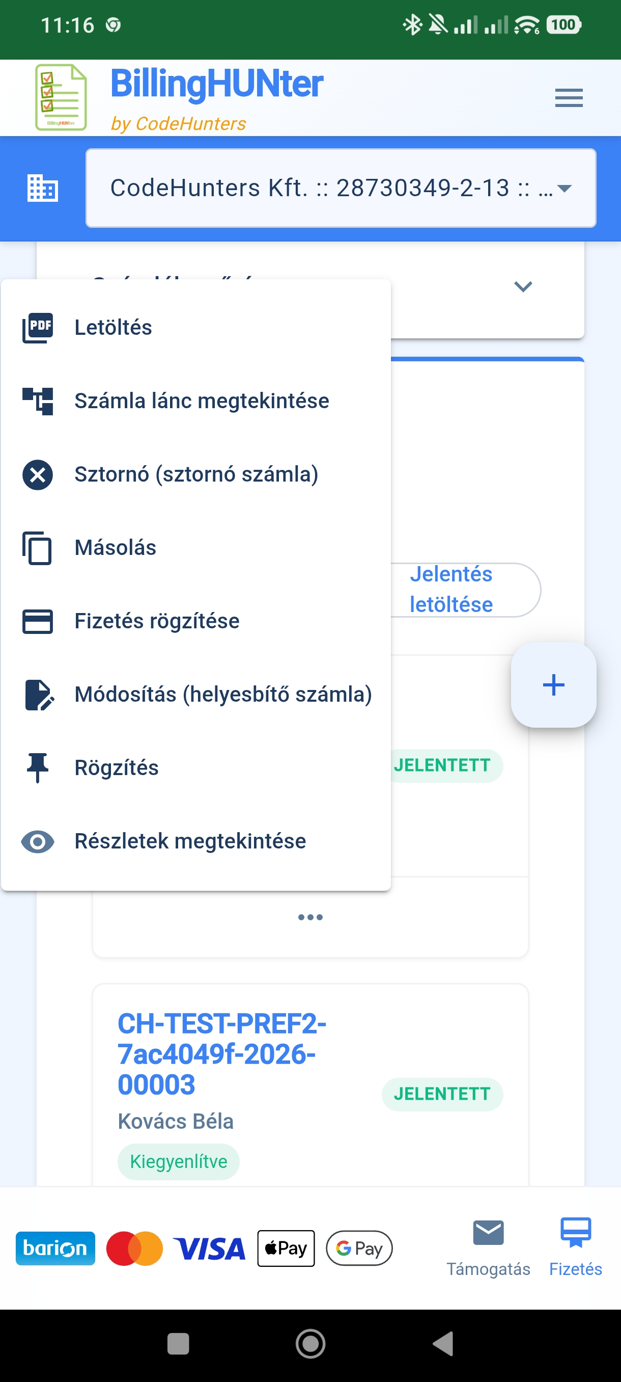 BillingHUNter mobil app — 4. képernyő