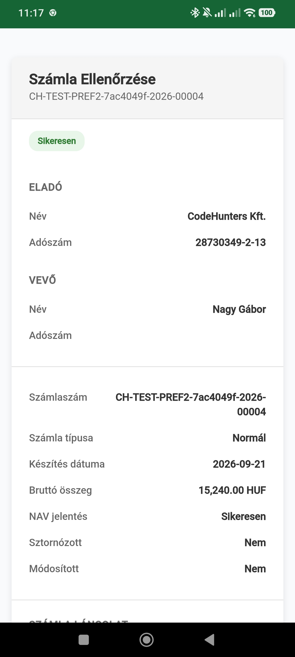 BillingHUNter mobil app — 6. képernyő
