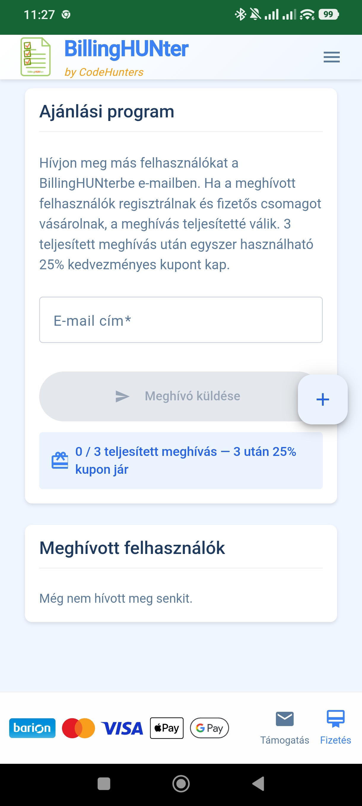 BillingHUNter mobil app — 7. képernyő