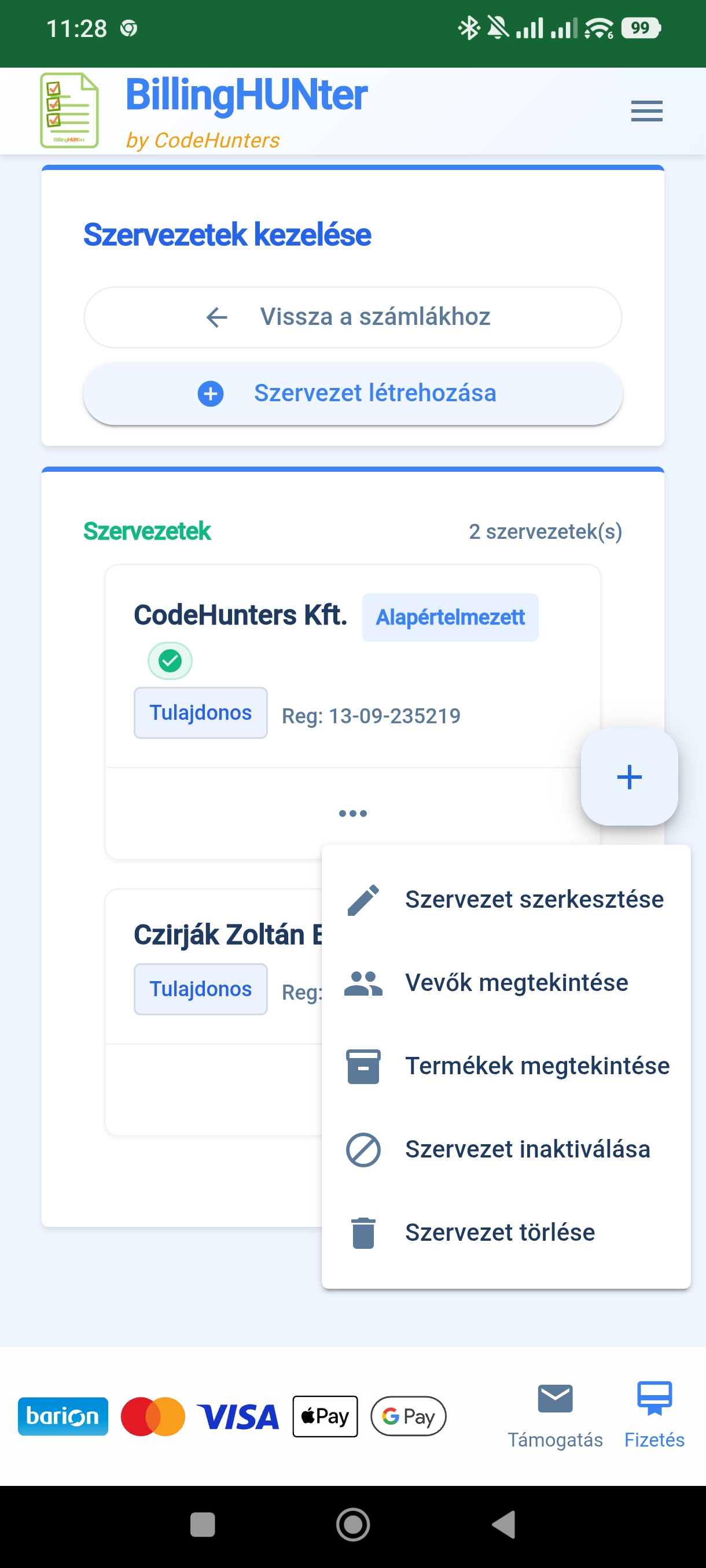 BillingHUNter mobil app — 8. képernyő